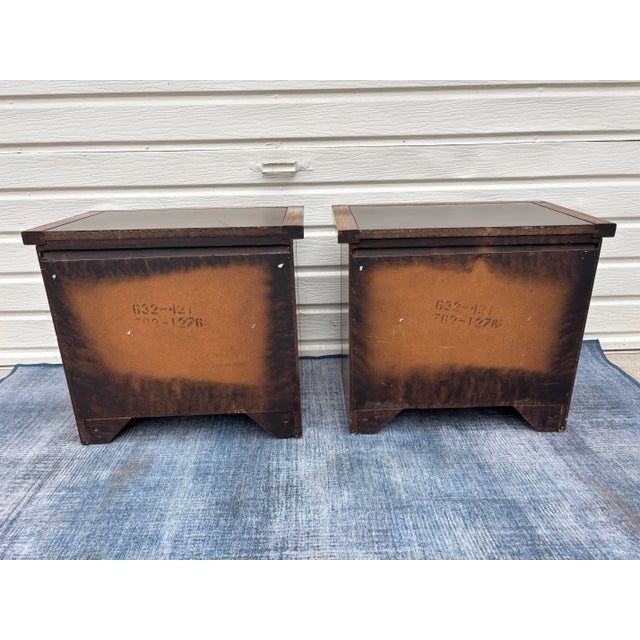 Campaign Oak Campaign Style Nightstands / Accent Tables For Sale - Image 3 of 8