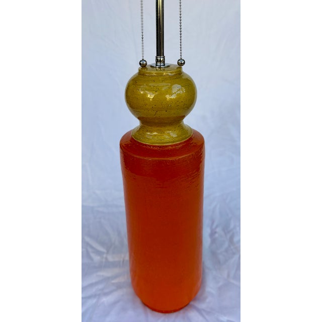 Mid 20th Century Mid Twentieth Century Orange and Yellow Italian Ceramic Table Lamp For Sale - Image 5 of 12