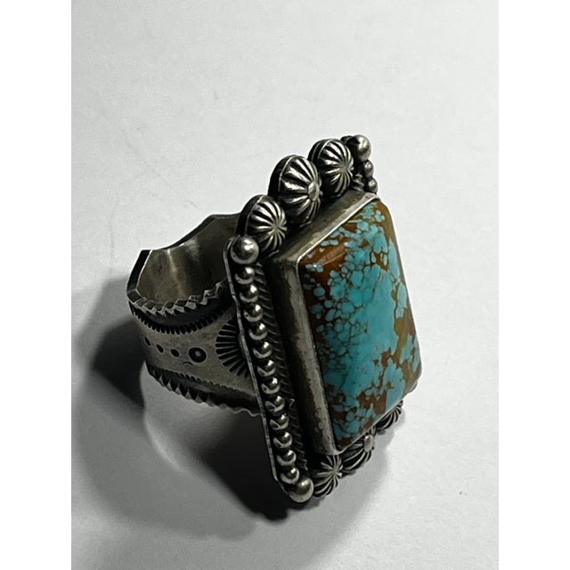 Henry Calladito Sterling, silver and turquoise Native American ring size 9 Incredible piece of Kingman Turquoise...