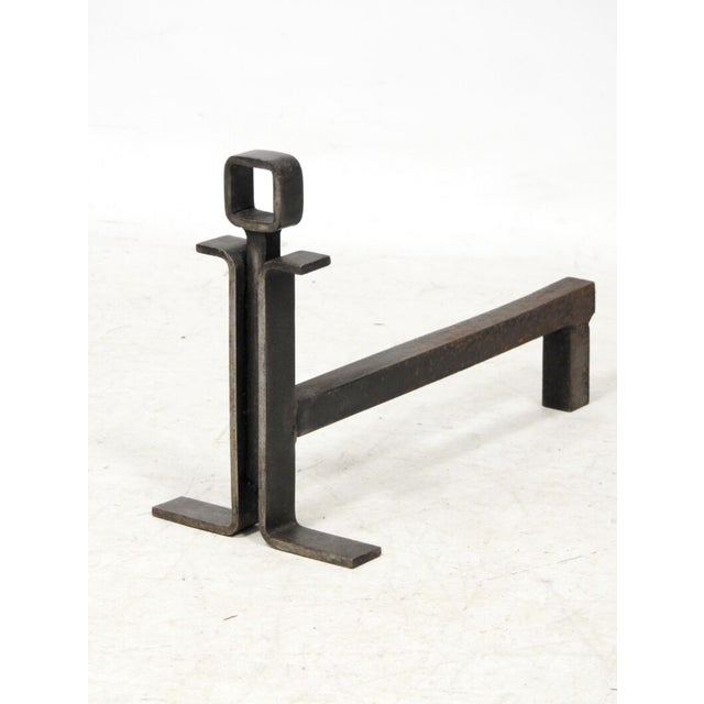 Modernist Steel Andirons, 1950s, Set of 2, in Good conditions. Designed 1950 to 1959