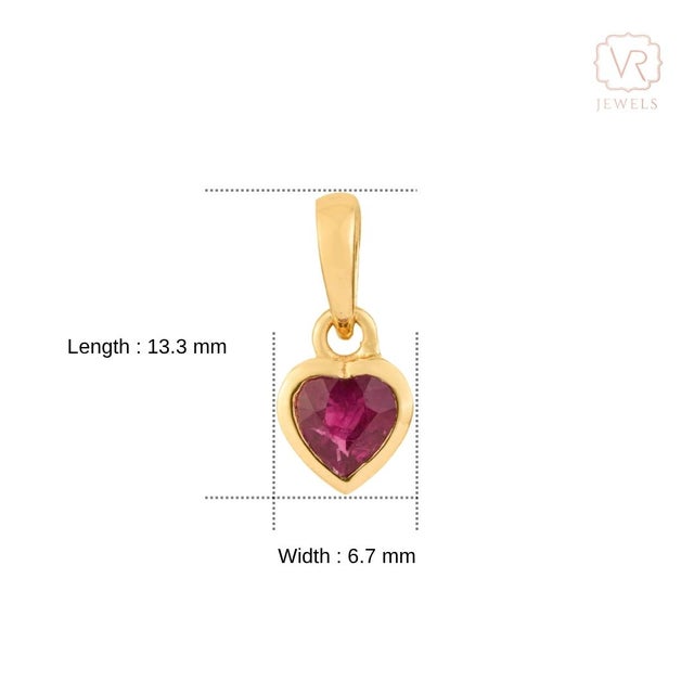 Victorian Heart-Cut Natural Ruby Bezel Set Solitaire Pendant in 14k Gold For Sale - Image 11 of 15