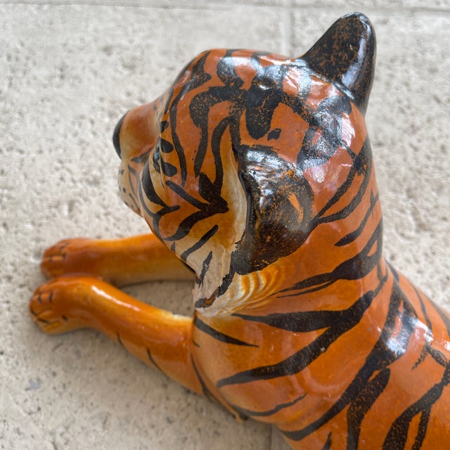 Large Vintage Tiger Ceramic From Italy For Sale - Image 11 of 12