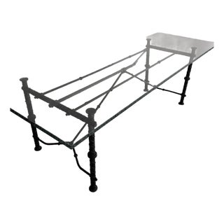 1970s Ilana Goor Style Brutalist Iron Rebar Dining Table With 3/4” Gemstone Edge Glass Top For Sale