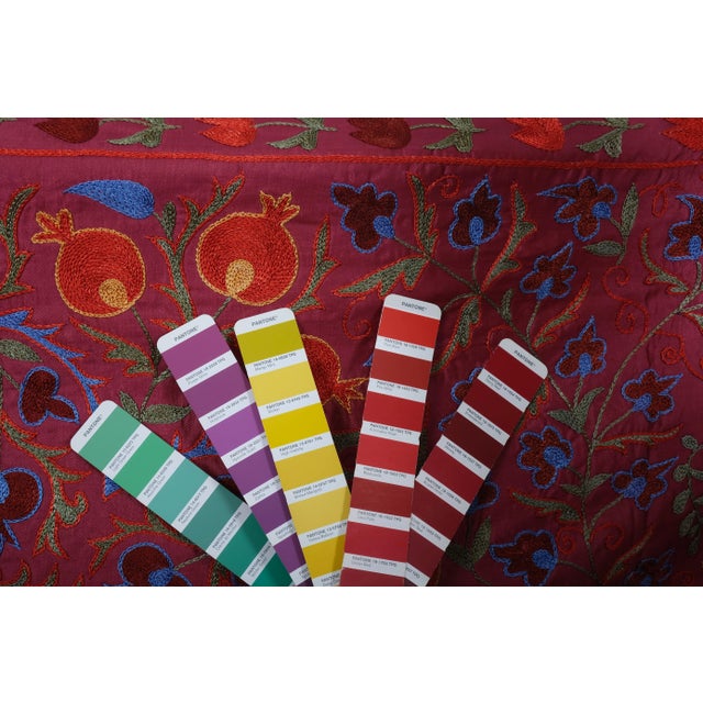 Silk Suzani Wall Decor 3'1'' X 6'3'' For Sale - Image 10 of 10