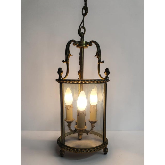 Gold Louis XVI Bronze Lanterns, 1950s, Set of 2 For Sale - Image 8 of 12