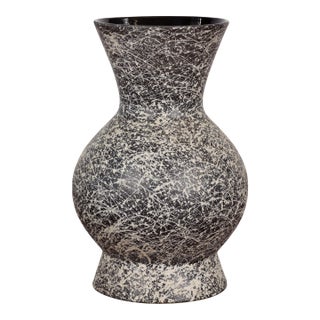 Prem Collection Artisan Made Black and White Vase with Dripping Décor For Sale