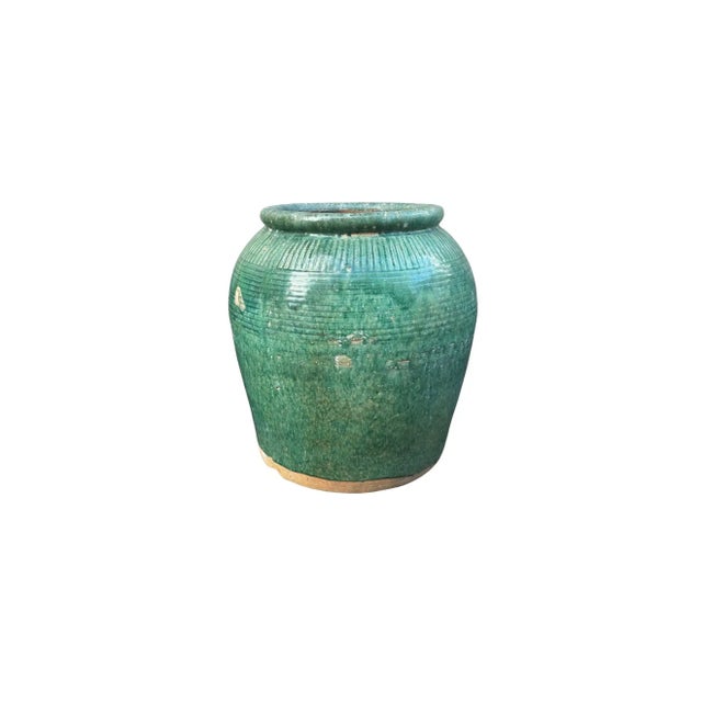 Vintage Chinese Green Glazed Ceramic Soy Sauce Jar For Sale - Image 10 of 10