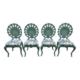 Vintage Brown Jordan Style Shell Back Grotto Dining Chairs- Set of 4 For Sale