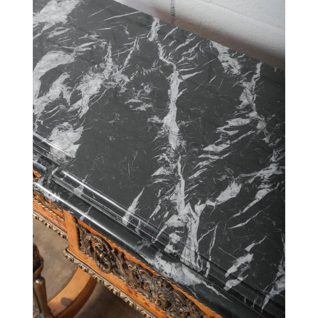 Stone 19th Century Empire-Style Console Table - Gilt Bronze Mounts - Black Marble Top For Sale - Image 7 of 7