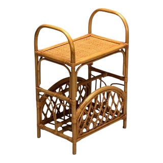 Swedish Mid-Century Modern, Magazine Rack, Bamboo, Rattan, Sweden, 1960s For Sale