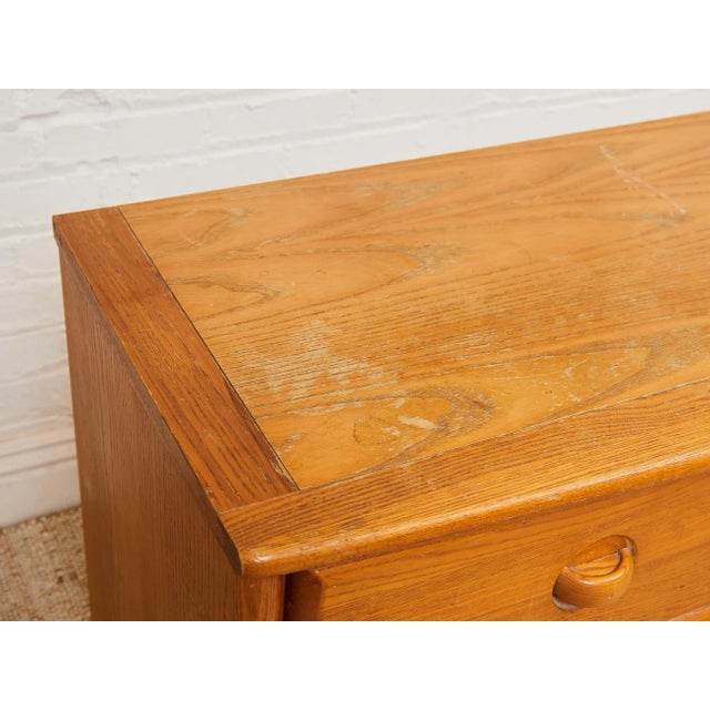 Chocolate Mid 20th Century Oak Three Drawer Dresser For Sale - Image 8 of 12