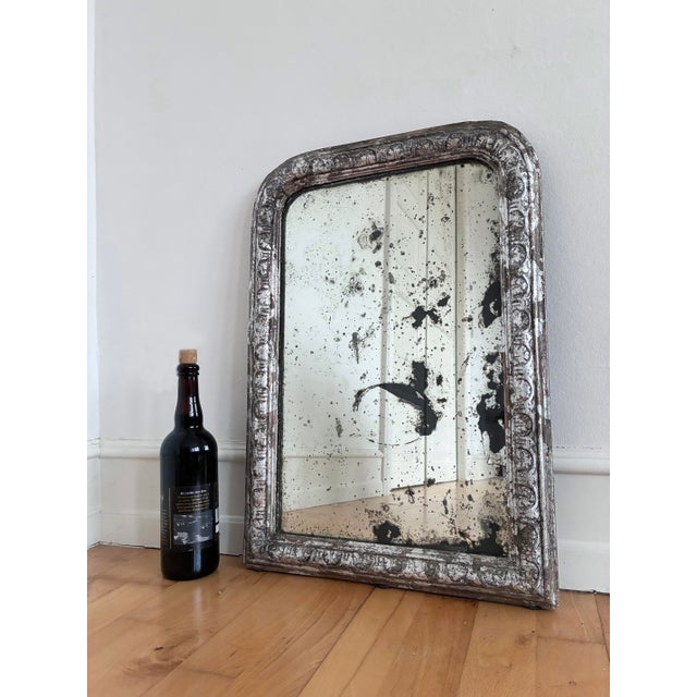 Antique French Louis Philippe Silvered Giltwood Mirror – Late 19th Century For Sale - Image 6 of 10