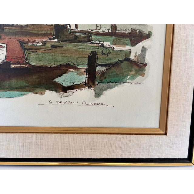 Original Vintage Framed Sausalito Painting on Canvas 42" X 30" Signed For Sale - Image 4 of 6