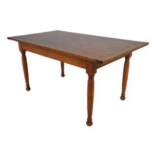 Bench Made Tiger Maple Primitive Dining Room Table For Sale