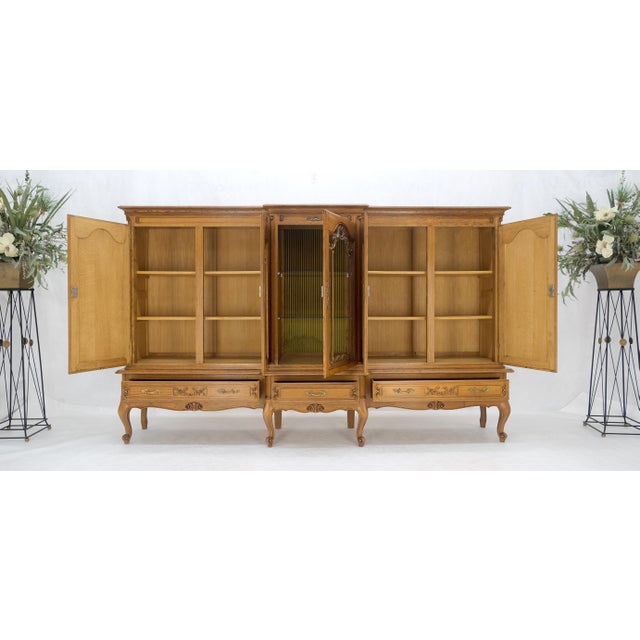 Carved Oak Oversize 5 Doors Long Credenza Cabinet Sideboard w/ Shelves Drawer For Sale - Image 13 of 17