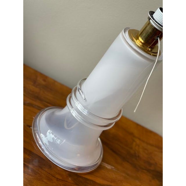 Large White Glass Table Lamp from Atelje Lyktan, 1980s For Sale - Image 4 of 5