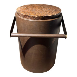 Vintage Georges Briard Cork Lid Ice Bucket With Metal Handle – Oversized Mid-Century Barware Icon For Sale