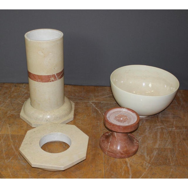Column and Basin in Marble and Ceramic, 1980, Set of 2 For Sale - Image 9 of 13