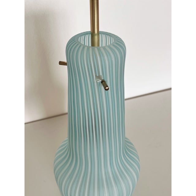 Italian Pendant Lamp in Striped Glass and Brass from Venini, 1960s For Sale - Image 14 of 18