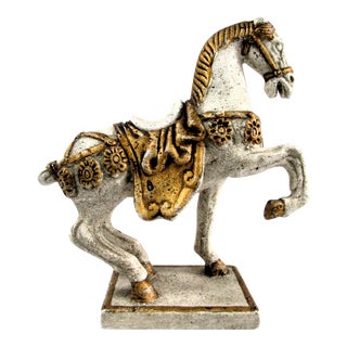 Mid-Century Italian Painted Bronze Horse Figurine Sculpture Signed to Base For Sale