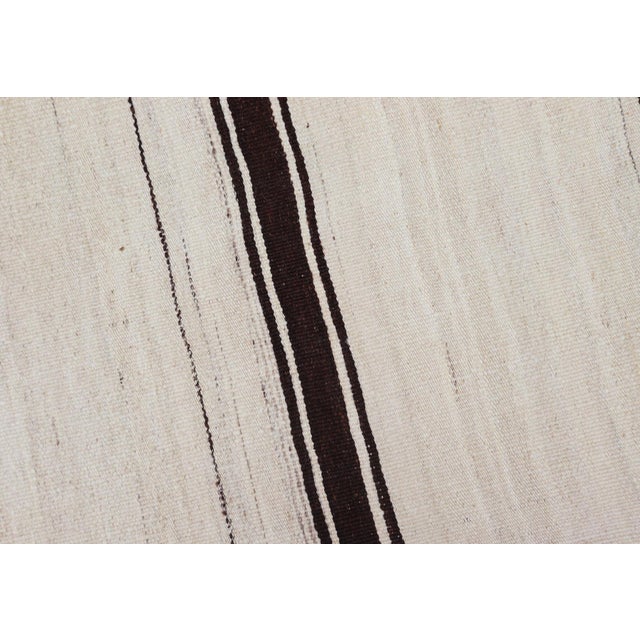 Vintage Turkish Kilim Small Runner With Ivory and Dark Brown Stripes 2'0 X 7'10 For Sale - Image 11 of 11