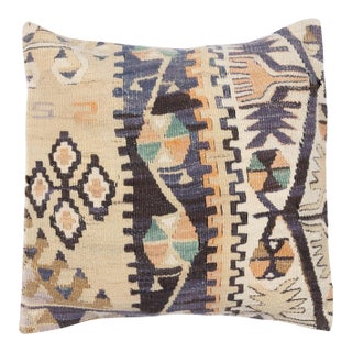 15"x15" Handwoven Kilim Cushion Cover. Vintage Accent Pillow. Wool Throw Pillow For Sale
