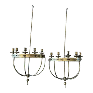 Early 19th Century & Large Pair of Antique Victorian Brass Tole Sword Candle Scones