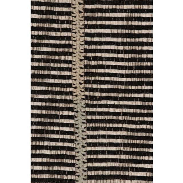 2010s Rug & Kilim's Accent Kilim, Beige and Black Textural Stripes For Sale - Image 5 of 9