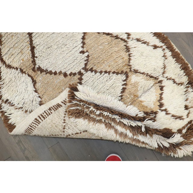 Textile Vintage Zabihi Collection Brown Ivory Small Moroccan Plush Rug - 2'8" x 5'10" For Sale - Image 7 of 9
