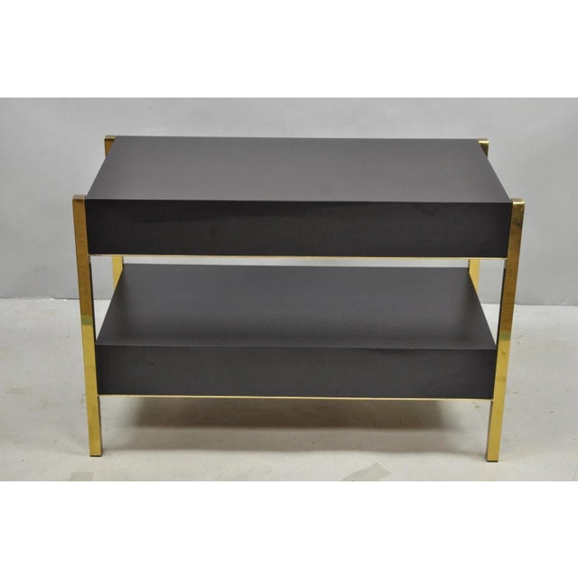 Contemporary Modern Black & Brass Faux Bamboo Nightstand Bedside Table - A Pair For Sale - Image 18 of 18