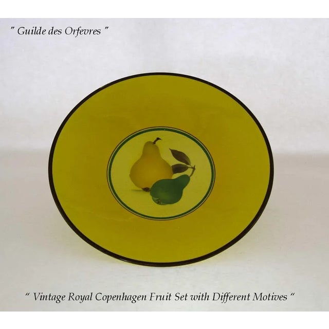 Yellow 1950’s Vintage Royal Copenhagen Fruit Yellow Orange Decoration Plates- Set of 7 For Sale - Image 8 of 12