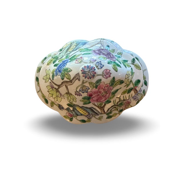 Chinoiserie Vintage Chinoiserie Ginger Jar With Phoenix & Peony Motif | Hand-Decorated Porcelain Lidded Urn For Sale - Image 3 of 10