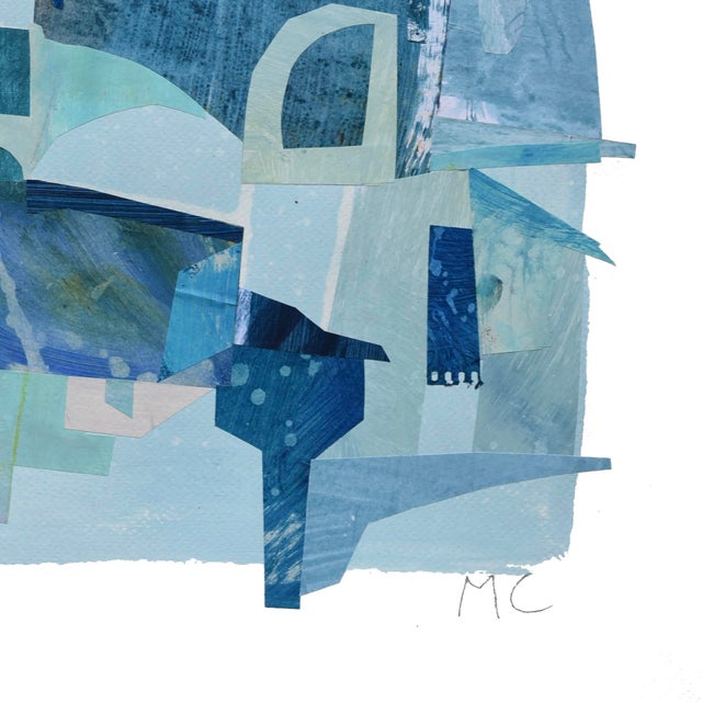 Blue Sky - Original Cool Blue Architectural Mixed Media Collage on Paper by Maria C. Bernhardsson For Sale In Los Angeles - Image 6 of 6