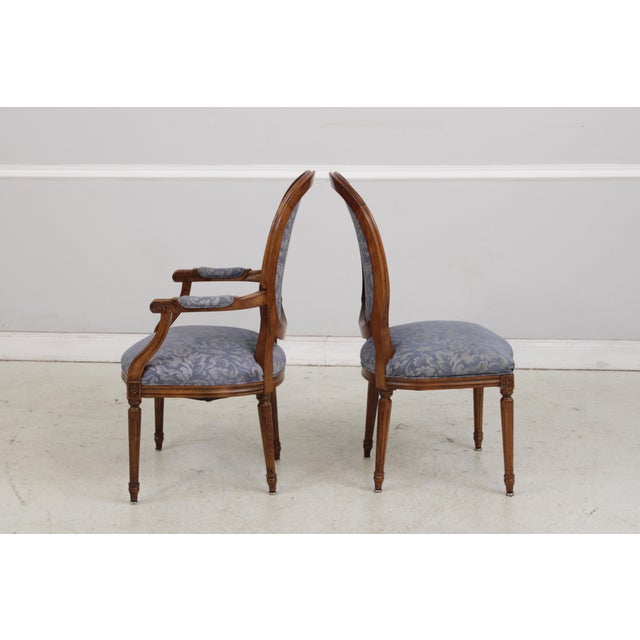 Set of 8 French Louis XVI Upholstered Dining Room Chairs For Sale - Image 10 of 18