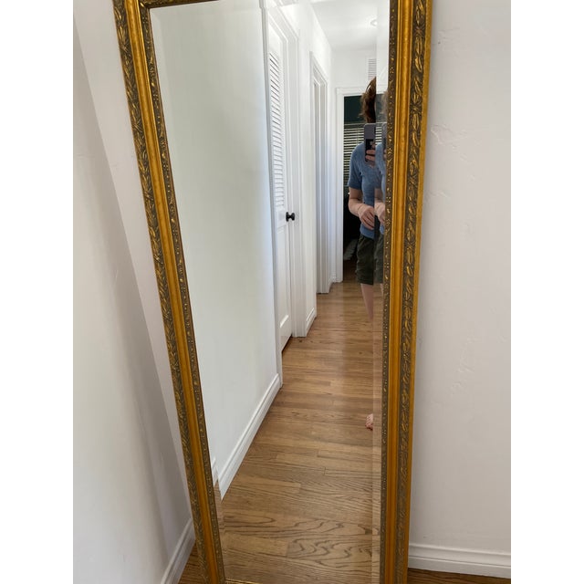Rococo Vintage Baroque Gilt Carved Wood Full Length Mirror For Sale - Image 3 of 8