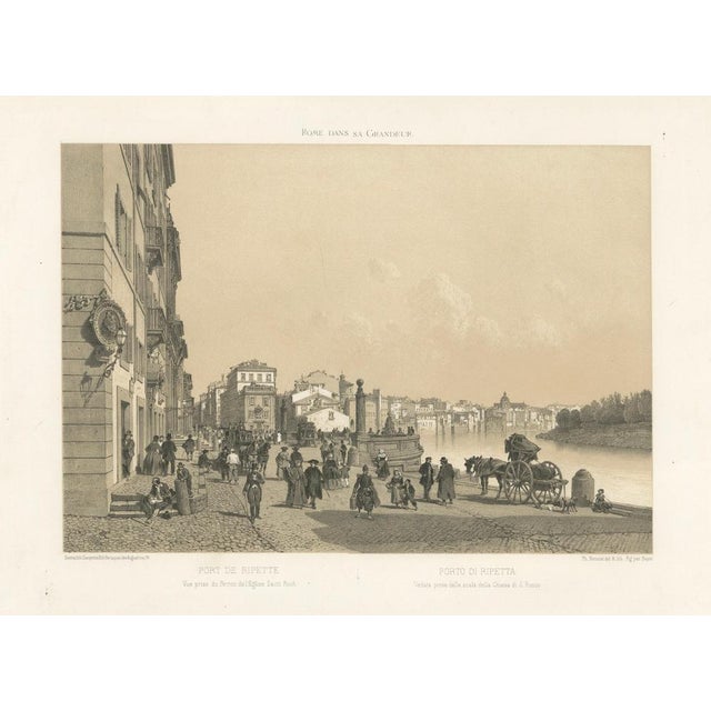 Benoist, Rome on the Tiber, Porto Di Ripetta Scene, 1869, Print For Sale - Image 9 of 10