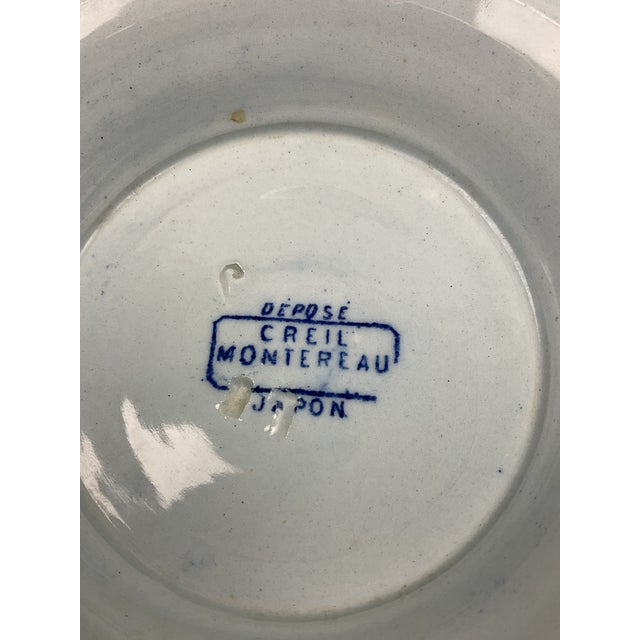 19th Century French Blue and White Pedestal Dish in Monet Pattern For Sale In Raleigh - Image 6 of 8