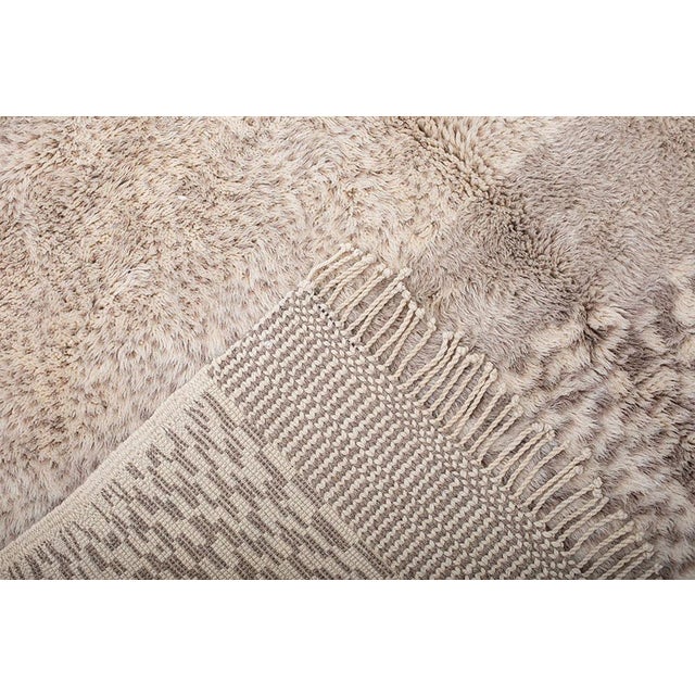 Contemporary Serene Textured Abstract Hand-Knotted Moroccan Wool Rug | 10'8" X 7'3" | One of a Kind For Sale - Image 3 of 8