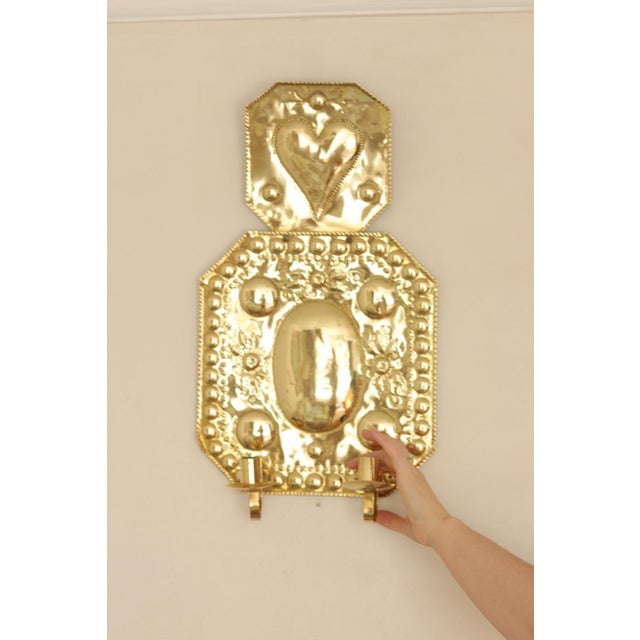 Gold Large Mid-Century Baroque Brass Double-Arm Sconces, Set of 2 For Sale - Image 8 of 17