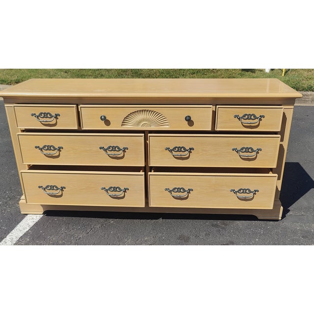 Cream Bernhardt Vintage Neoclassical Style Pickled Cherry Triple Dresser For Sale - Image 8 of 8