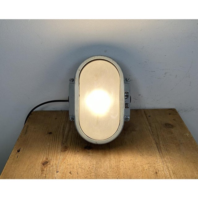 Industrial Cast Aluminium Wall Light with Milk Glass from Elektrosvit, 1970s For Sale - Image 14 of 17
