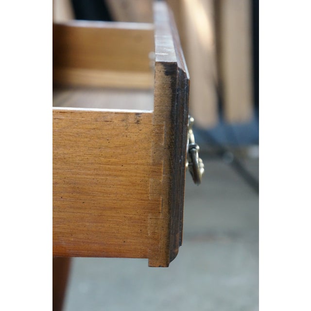 Brown Mid Century Mersman Cherry Queen Anne Shell Carved Lowboy Chest Console Table For Sale - Image 8 of 18
