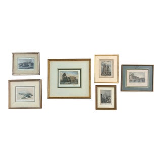 Vintage European Landmark Prints Gallery Wall Curation- Set of 6 For Sale