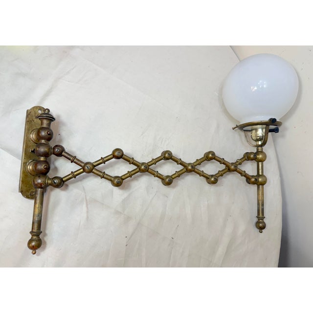 Antique Expandable Extendable Brass Industrial Electric Wall Sconce Fixture Lamp For Sale - Image 10 of 12