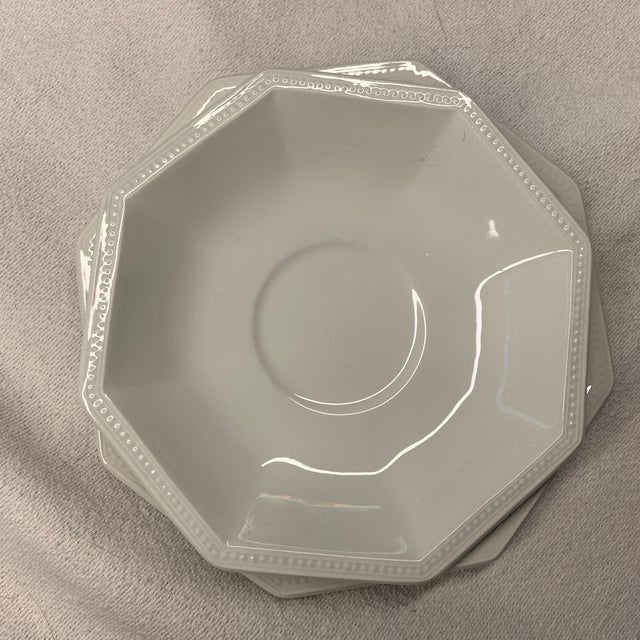1980s Johnson Brothers Heritage White Octagonal Ironstone Cup, Saucer and Plate, Creamer - Set of 28 PCS For Sale In Chicago - Image 6 of 7