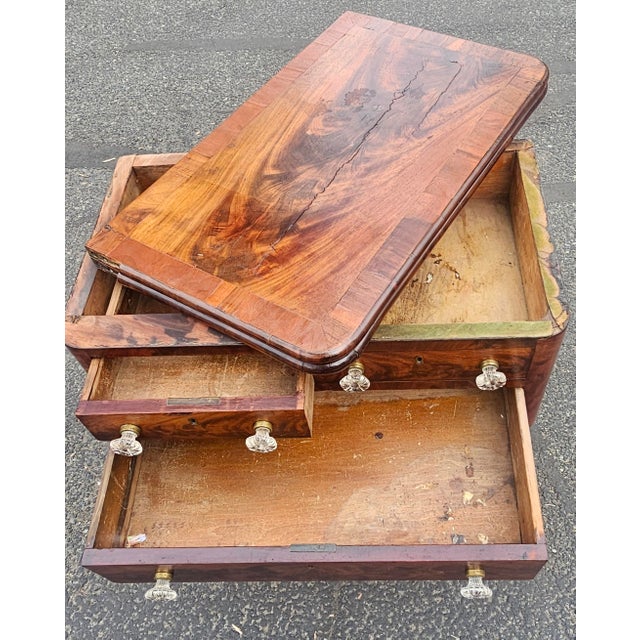 Traditional American Empire Crotched Mahogany Swivel Fold Top Work Table, Circa 1830s For Sale - Image 3 of 12