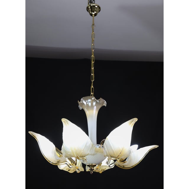 Exceptional Vintage 6-Light Gold Murano Glass Chandelier For Sale - Image 4 of 15