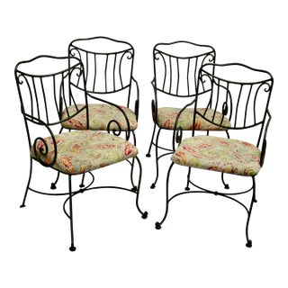 Vintage Traditional Wrought Iron Patio / Garden Chairs - Set of 4 For Sale
