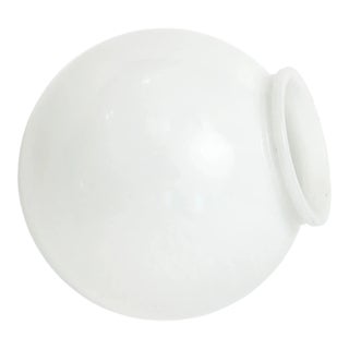 Mid Century Modern Round Hand Blown White Glass Globe Shade For Sale