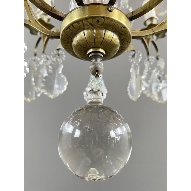Early 20th Century Bronze, Brass and Crystal Chandelier For Sale - Image 11 of 12